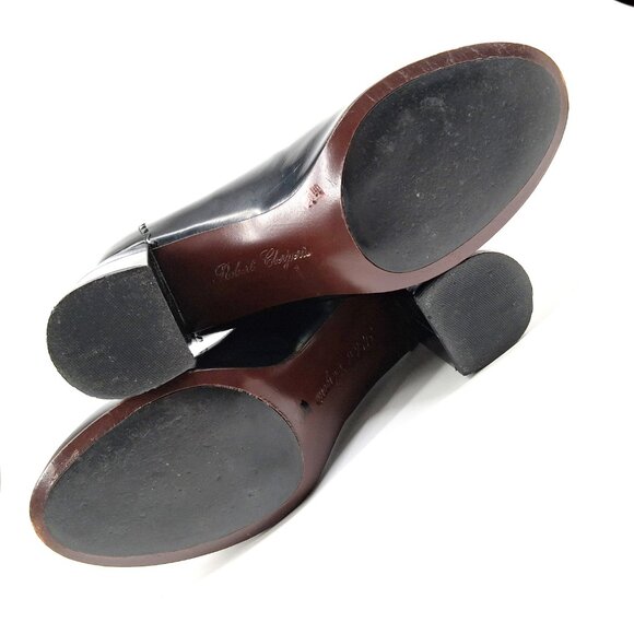 Robert Clergerie Paris Black Leather Sock Boot Heels Tassel Scallop Y2K SZ 7 - Picture 9 of 16